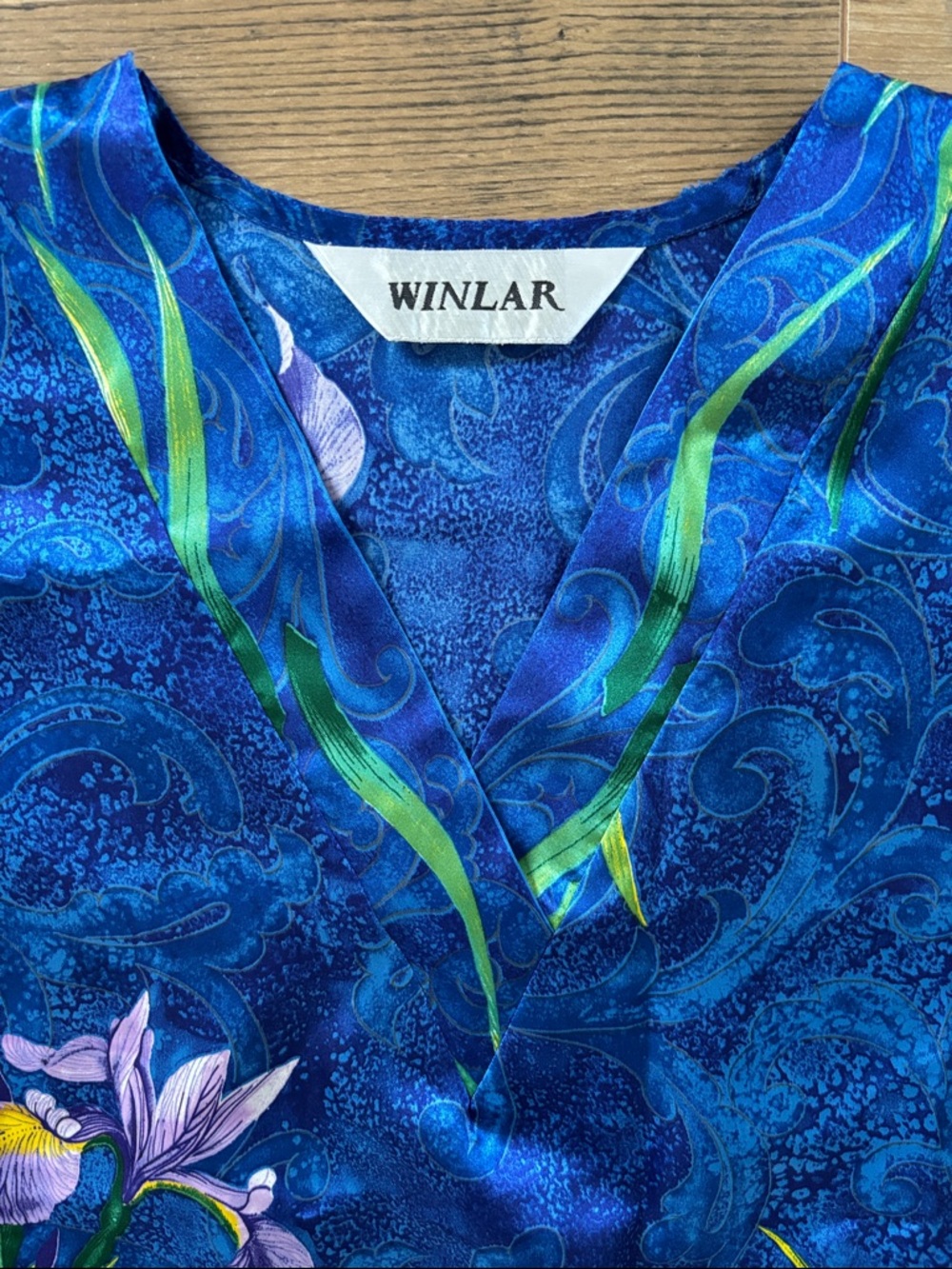 Vintage Winlar Women's Kaftan One Size Satin Floral Relaxed Colorful - Picture 3 of 7